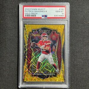 2020 Select Patrick Mahomes Premier Level Gold Prizm /10 SSP PSA 10 GEM MINT